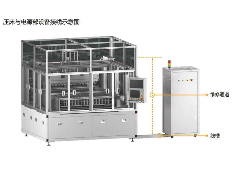 深圳新威软包聚合物电芯产线解决方案-化成压床与电源连接示意图-电池测试仪